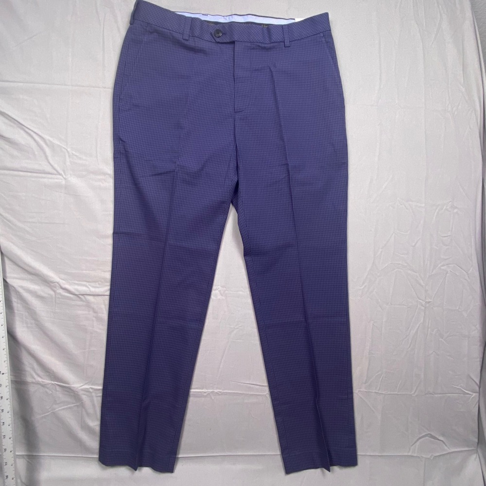 Brooks Brothers Milano Mens 35x30 Slim Fit Dress Pants Purple Micro Check NWT